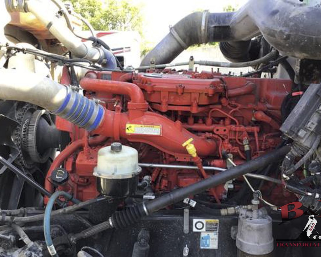 Engine bay of a B&D Transportation truck during scheduled maintenance